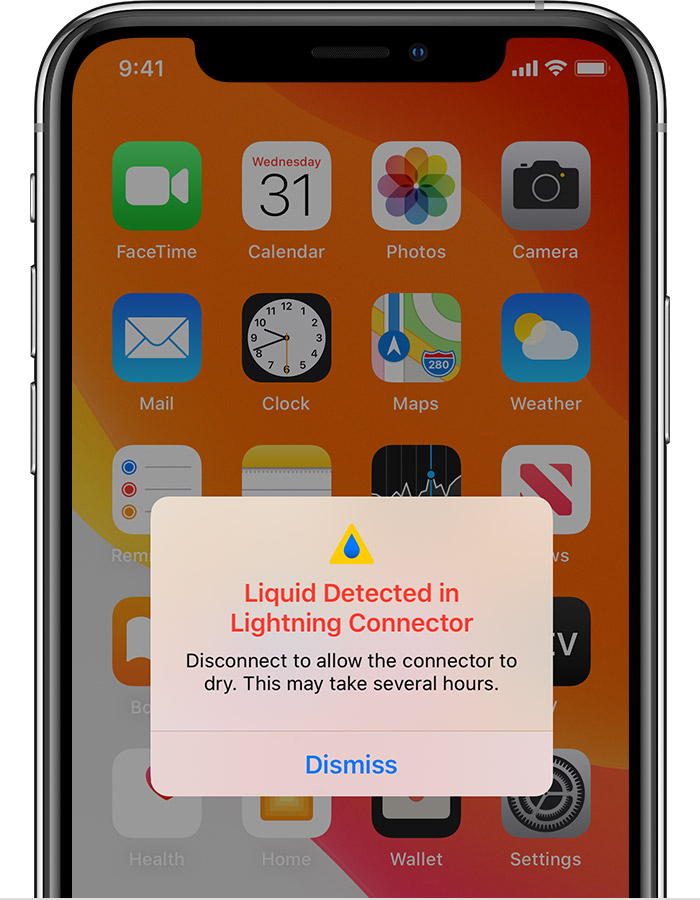 奉化苹果手机维修分享iPhone 12 在充电时出现 “闪电接口检测到液体”的提示怎么办 